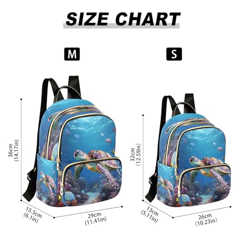 Image of ALAZA Color Fish Ocean Sea Turtle Women Backpack Purse Ladies Fashion Shoulder Bag Daypack Travel Bag 10L