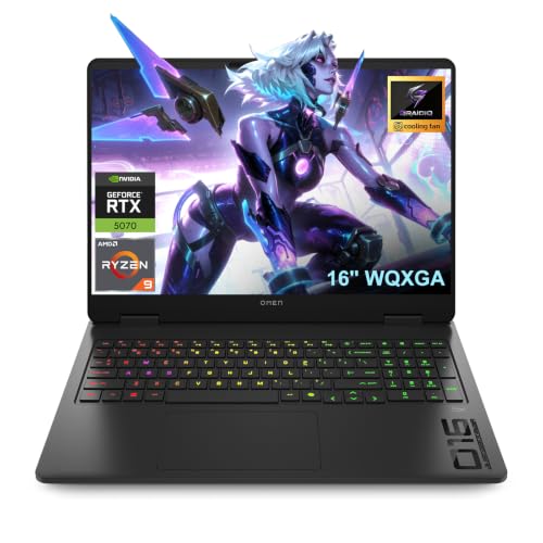 Image of HP 16 inch Omen RTX 5070 & AMD Ryzen 9 8940HX Gaming Laptop, 32GB DDR5+ 2TB SSD | WQXGA 2560*1600 240Hz Display, 4-Zone RGB Keyboard, Wi-Fi 6, FHD IR camera, RJ-45, Windows 11 Home, Black