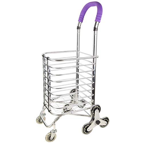 MTYLX Multifunktionale Tragbare Wagen Mit Rädern, Aluminiumlegierung, Wasserdichtem Stoff-Einkaufswagen, Tragendem 50 Kg, Klappwagen (Farbe: Lila) – Bild 5