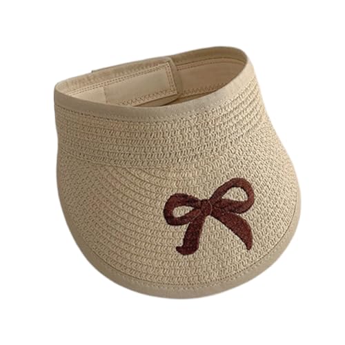 Sun Hats, Kids Wide Brims Empty Top Hat Hats Adjust Head Size Sun Hats with Embroidery Bowknot for Camping
