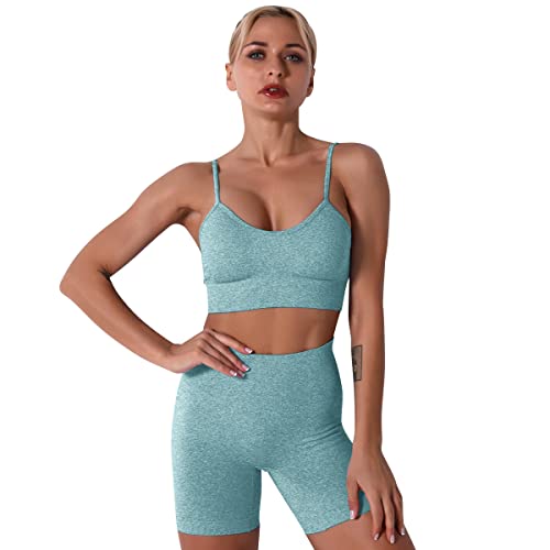 Ensemble fitness 2 pièces short et crop top sans couture