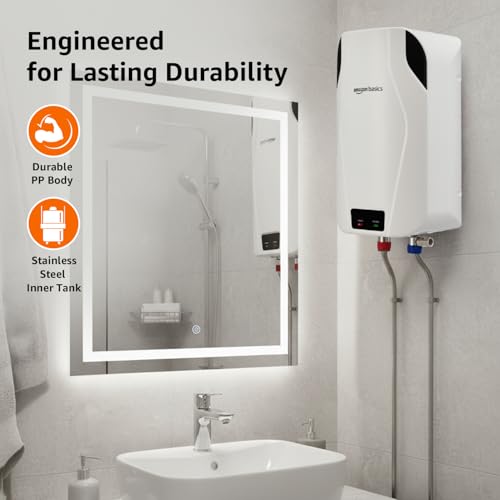 Image of Amazon Basics 3L Instant Water Heater | 3KW | Geyser with PP Body & SS Tank | Corded Electric | Rust Proof | 4 Level Safety | White