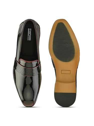Image of Stanford Men Slip-On Formal Shoes | Glossy Round Toe Comfortable Office, Business Dress Shoes-TPSL 25047 Cherry-8