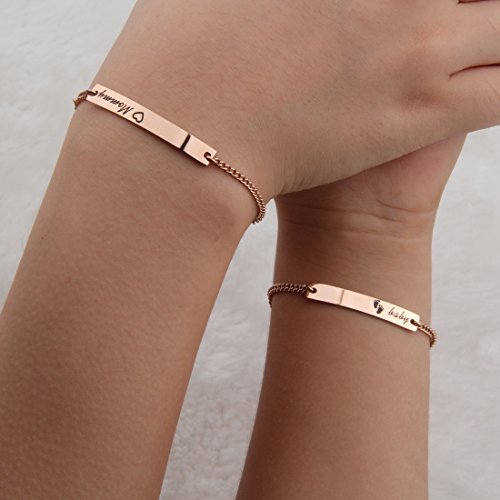Wusuaned Son&Daughter&Mommy Bracelet Baptism Bracelet Mom Daughter Bar Bracelet Set Gift For New Mom&Son&Daughter #TOP1
