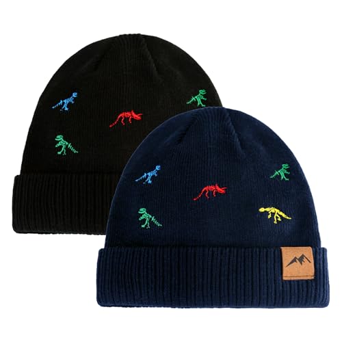 Image of XIAOHAWANG Knit Toddler Beanies Girls Boys Cute Kids Winter Hat Infant Dinosaur Baby Beanie Hats