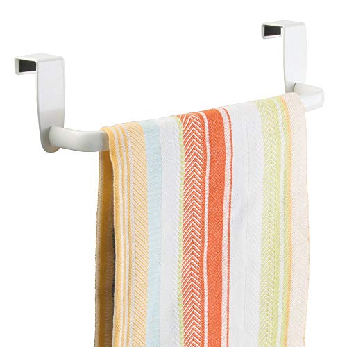 mDesign Modern Kitchen Over Cabinet Strong Steel Towel Bar Rack - Hang on