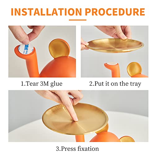 Fjs Cute Bear Storage Tray Statue Table Decorations For Living Room, Bear Statues For Home Decor Bookshelf Decor, Key Bowl For Entryway Table Lipsticks Jewelry Earrings Tray (Orange) #TOP6