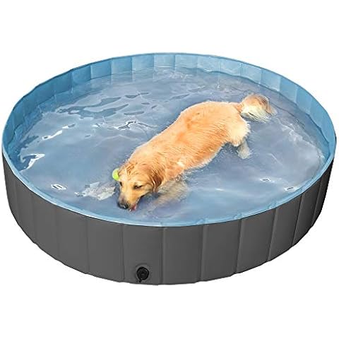 Yaheetech Hundepool für Hunde, Swimmingpool 100/120/140/160 x 30 cm, Hund Planschbecken Schwimmbecken, Faltbarer Pool Badewanne Wasserbecken, Klappbares Haustier-Duschbecken Cover