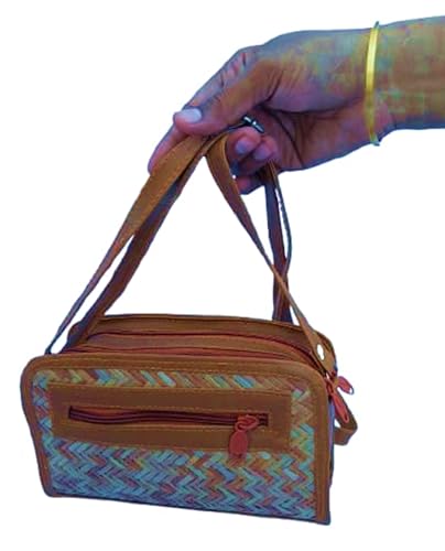 Image of han bag bamboo (SQUARE) Bamboo Bags for Women - Handmade Wicker Woven Purse Handbag
