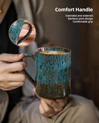 Taza de cerámica extra grande 25 oz con tapa azul miniatura 4