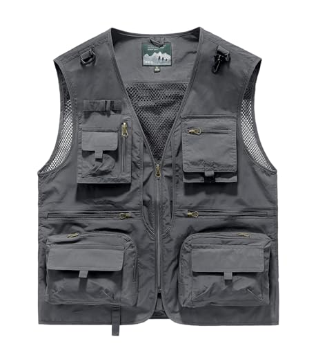 Image of Acydar Men's Outdoor Fishing Work Safari Travel Photo Cargo Vest Outdoor Fishing Vest
