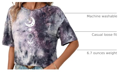 Image of Remidoo Women's Casual Oversized T Shirt Short Sleeve Graphic Tee Letter Tie Dye Shirts