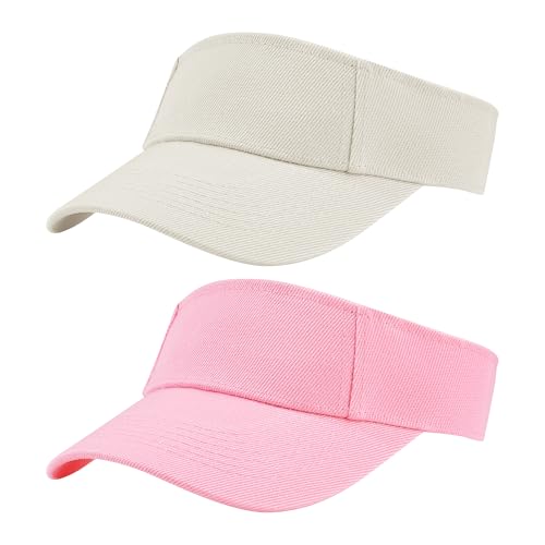 Dxhycc 2 Pack Kids Sun Visor Hats for Girls Boys, Adjustable Cotton Summer Tennis Golf Visor Hat Sports Sun Caps