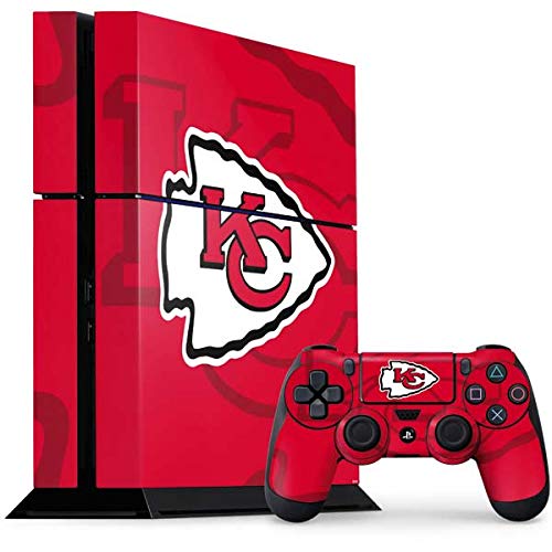 Skinit Decal Gaming Skin Compatible with PS4 Console and Controller Bundle - Officially Licensed NFL Kansas City Chiefs Double Vision Design