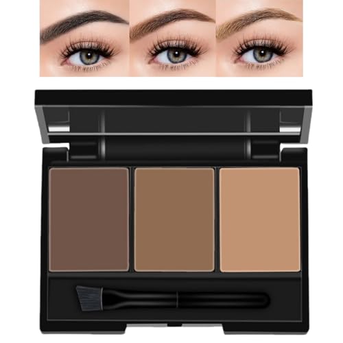 Eyebrow Powder Br/ow Shaping Kit,3 Colors Eyebrow Shaping Kit,Professional Eyebr/ow Powder Ki/t,Eyebro/w Pow/der Palette Set with Brush and Mirror,Br/ow Definer Po/wder Eyebro/w Filler Dark for Women