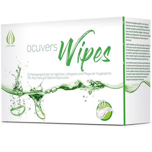 Ocuvers Wipes: Klinisch sterile Augen Lidhygiene Tücher mit Aloe Vera und Hyaluron gegen trockene, müde, juckende Augen, Blepharitis, Lidrandentzündung und zur Entfernung von Make Up