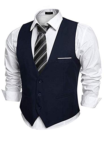 Men Slim Fit Cotton Blend Waistcoat Half Jacket (Silver, 36)