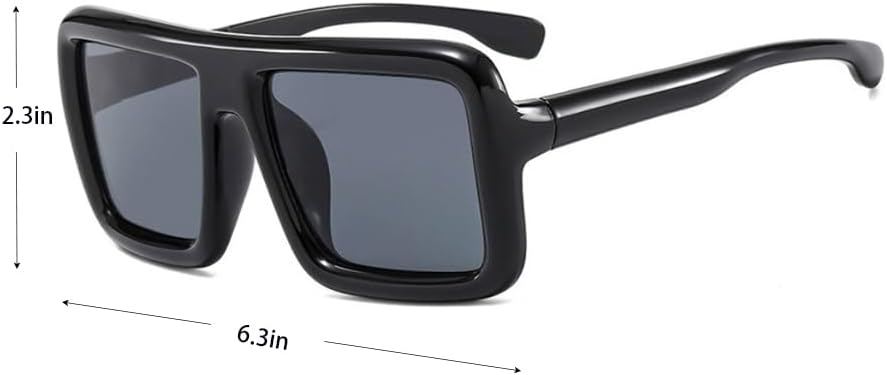 VIGUEUR Thick Square Frame Glasses - Oversized Black Glasses Dark-Colored Lens for Women, Men image 4 of 4 B0DK76Q5JZ