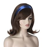 QACCF Brown Updo Wig 70s Pinup Pelucas 60s Beehive Style Vintage Look Halloween Costume Women Wig wtih Navy Headband (Brown)