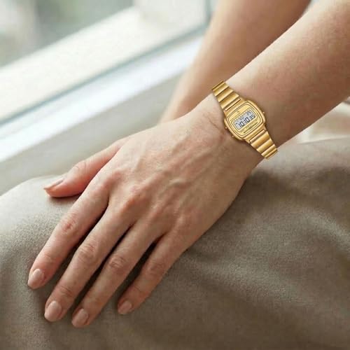 Image of Shocknshop Digital Square Small Dial LED Ladies Stainless Steel Strap Watch for Women and Girls -WCH385