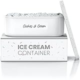 BALCI,Ice Cream Container,2 Quart,Perfect Reusable Freezer Storage for Homemade Ice Cream Tubs for Sorbet, Frozen Yogurt and Gelato!,Flexible Silicone Lids, Long Scoop, Stackable,White with Sprinkles