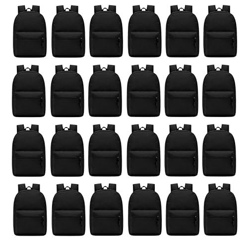 Image of Winterlace 24 Pack Backpack, Bulk 17 inch Lightweight Outdoor Travel Gym Corporate Events Bag (Black)