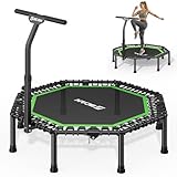 BCAN 129cm Mini-Achteck-Trampolin, maximale Belastung 200 kg,Fitness-Trampolin mit T-förmig verstellbarem Handgriff,stabileres,leiseres Trainingsgerät für Erwachsene,für Indoor/Outdoor