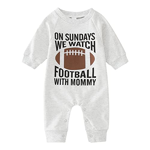 Voyoao Infant Rompers Newborn Infant Baby Boys Girls Cotton Football Rugby Printed Autumn Long Boys Romper (A, 6-12 Months) #TOP21