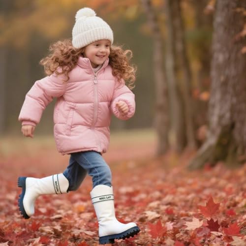 Girls Mid Calf Boots Fashion Side Zipper Combat Boots Faux Leather Motorcycle Riding Boot Lug Sole Low Heel Shoes2