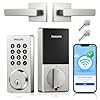 Philips WiFi Smart Door Lock with Handle, Built-in WiFi App Remote Control, Keyless Entry Door Locks for Front Door, Smart Deadbolt Auto Lock, Support Alexa & Google, IP54 Waterproof, Satin Nickel