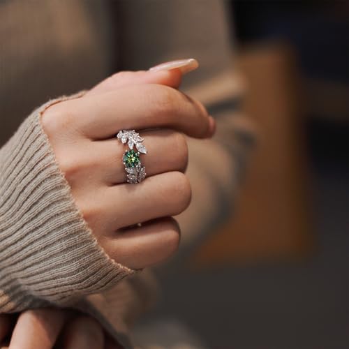 Green/Red/Clear Moissanite Ring Women 925 Sterling Silver 1 Carat Emerald Green Moissanite Promise Ring Anniversary Ring3
