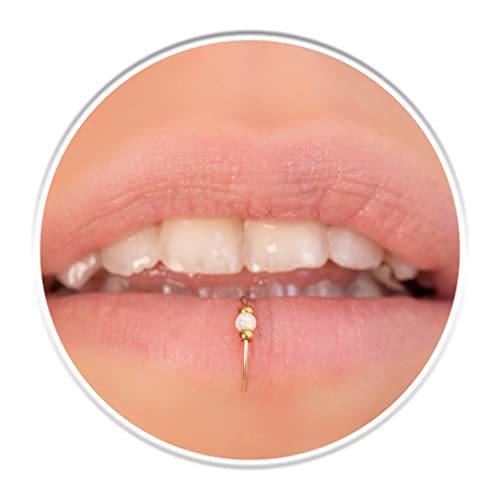 Faux Lip Ring 24G White Opal