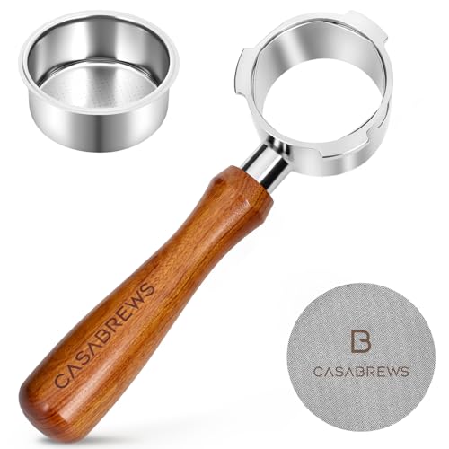 CASABREWS 51mm Bottomless Portafilter with Puck Screen & Filter Basket, 3 Ears Espresso Handle for...