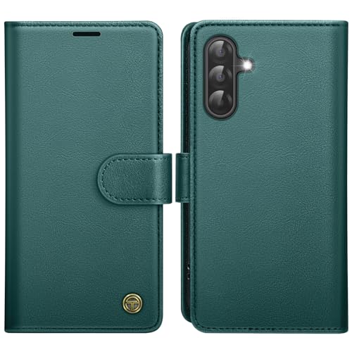 Coque antichoc Samsung A17 étui portefeuille cuir vert roi robuste