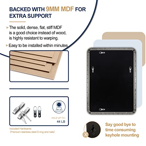 Andy Star Chrome Mirror For Bathroom, 22"X30"Metal Frame Wall Mirror, Rectangular Stainless Steel Rounded Corner Mirror With 1" Deep Set Design Hangs Horizontal Or Vertical #TOP2