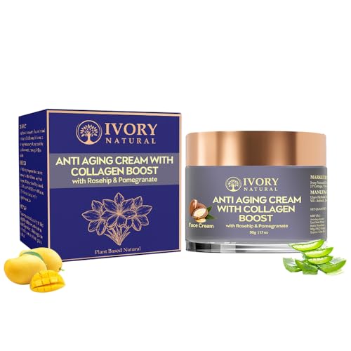 Ivory Natural Anti Ageing Cream with Collagen Boost (50g) | Ayush Certified | Natural Solution For Younger Self, Reduced Wrinkle & Hydration | For Both Men & Women
