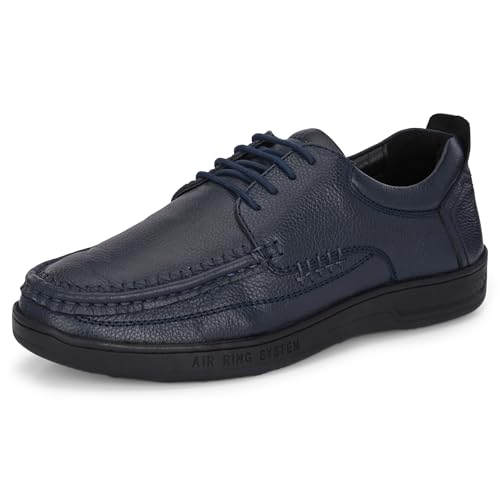 Image of Blue Leather by Centrino Genuine Leather Slip-On Men's Formal Shoe |Stylish with Soft Cushioned Insole |Trendy Non Lace-Up Design |Durable Leather with Anti-Skid Sole | Perfect for Formal Wear (3985)