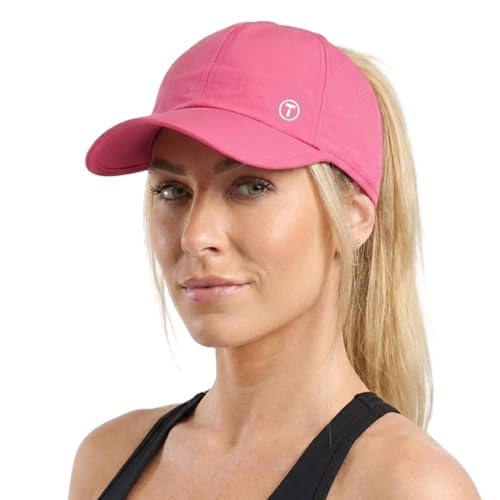 TOP-EX ChicPony UV Cool Baseball Hat Womens Ponytail Hat for Running Golf Sports Gym Breathable Lightweight for Outdoor Hiking Fishing Sun and Beach Hot Pink