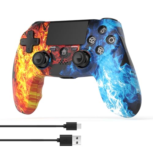 Wireless Controller for PS4, Wireless Remote Gamepad with/Dual Vibration/6-Axis Motion Sensor/Audio Function, Game Controller Widely Compatible with PS4/PC/iOS(Red)