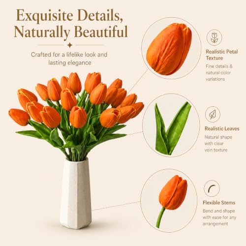 Image of Mandy's 20pcs Artificial Orange Tulips