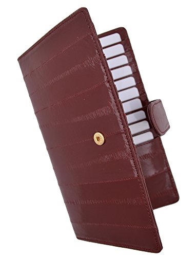 Marshal New Eel Skin Leather Credit Card Holder Wallet 19 Card Slots & 1 Id Window With Snap (Burgundy) #TOP2