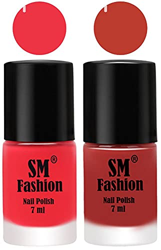 Image of Long Lasting Nail Polish | Nail Paint Combo 7 ml Each) - Set of 2 Rose Pink-Dark Peach