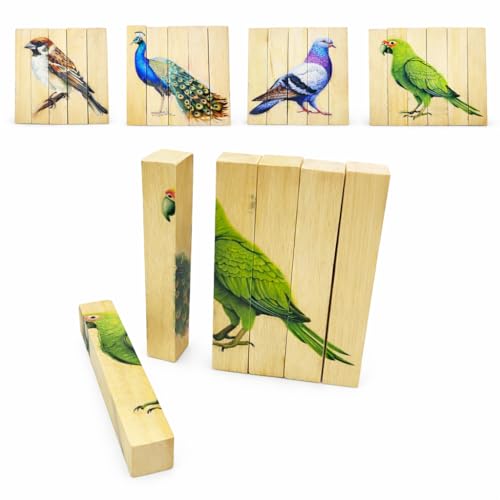 Image of Wooden Animal & Bird Puzzle Toy for Kids | Montessori Educational Toy for Toddlers | Learning Block Game for 2-6 Years Boys & Girls | Eco‑Friendly Wooden Toy Gift Set for Preschool Education