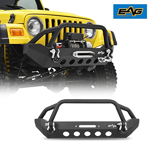 EAG Front Bumper with D-rings and Winch Plate Fits for 87-06 Wrangler TJ YJ