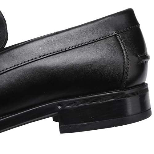 Formal Men’s Dress Loafers Classic Leather Buckle Slip-On Penny Shoes Business Wedding Dress Shoes Driving Moccasins for Men, Black, 11 - image 3