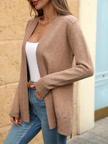 Women's Open Front Knit Cardigan Long Sleeve Soft Lightweight Sweater with Ribbed Hem Casual Fall Winter Coat Jacket4