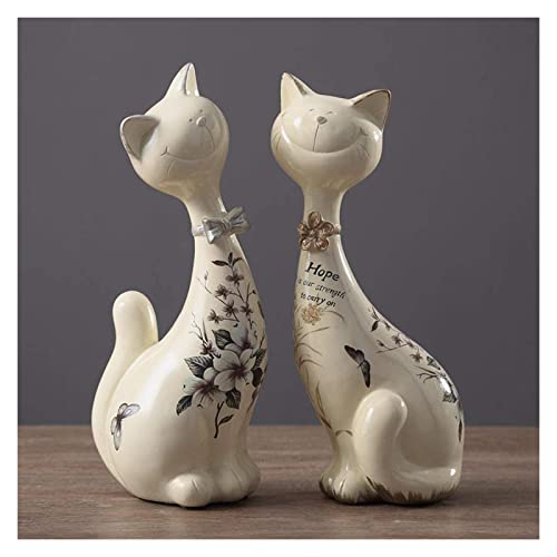 Statue de chat en résine RLKHXBS pour décoration de table salon et bureau moderne - 3