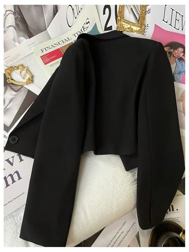 SHENHE Women's Cropped Blazer Business Casual Lapel Collar Button Open Front Suit Jacket2