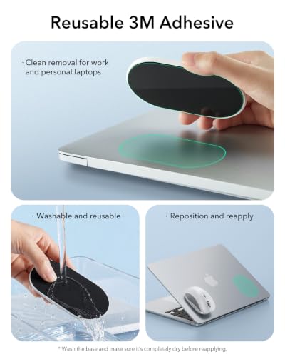 Image of ESR MagMouse Snap-to-Carry Bluetooth Mouse, Rechargeable Wireless Mouse for Laptop with Built-in Charging Cable, Reusable Adhesive Holder, BT 5.0 + 2.4 GHz Connectivity, Silent, Ergonomic, White
