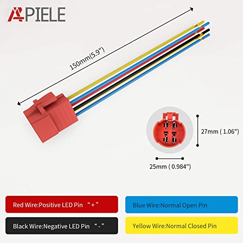 Apiele 22Mm Latching Push Button Switch 12V 10A Power Symbol Ring Led Car Metal With Socket Plug 1No1Nc Dpst On/Off 0.87" 1 Pack(Black Shell, Red) #TOP5